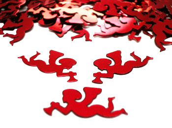 red metallic cupid confetti